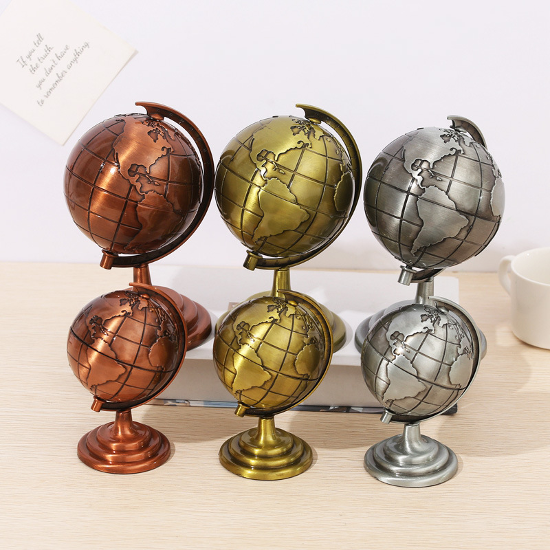 Office Furniture World - Vintage Globe-figuur van legering, retro wereldbol