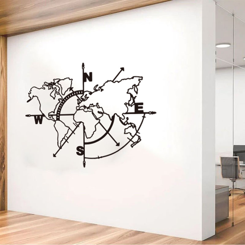 Office Furniture World - Grote wereldkaart kompas auto muursticker kantoor
