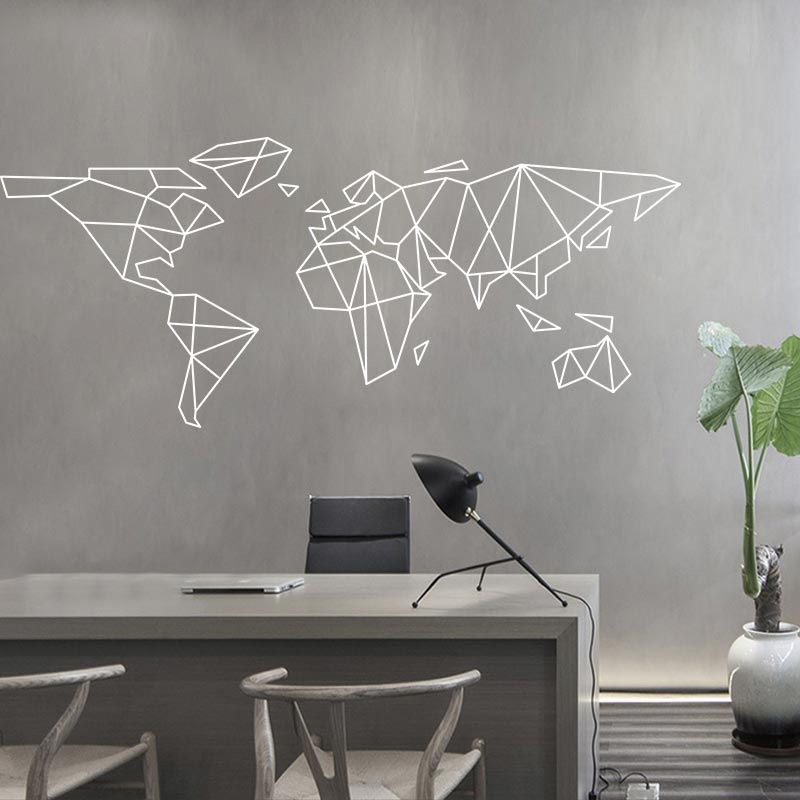 Geometrische wereldkaart muurs - Office Furniture World recensie en prijs