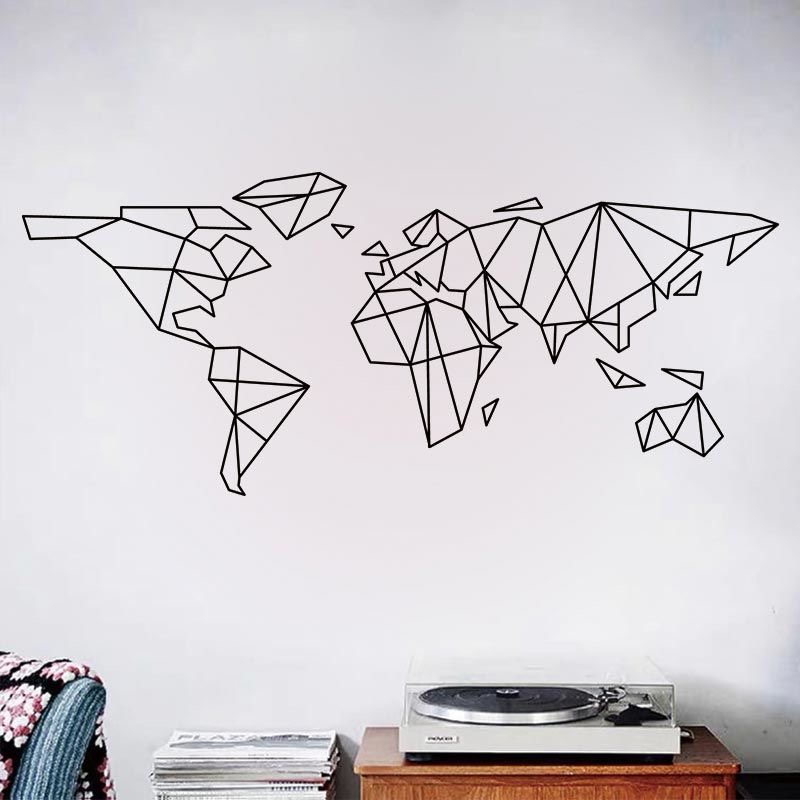 Geometrische wereldkaart muurs - Office Furniture World recensie en prijs