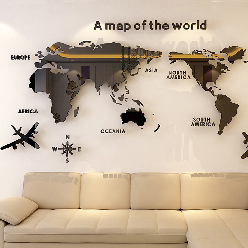 Wereldkaart muurstickers 3D ac - Office Furniture World recensie en prijs