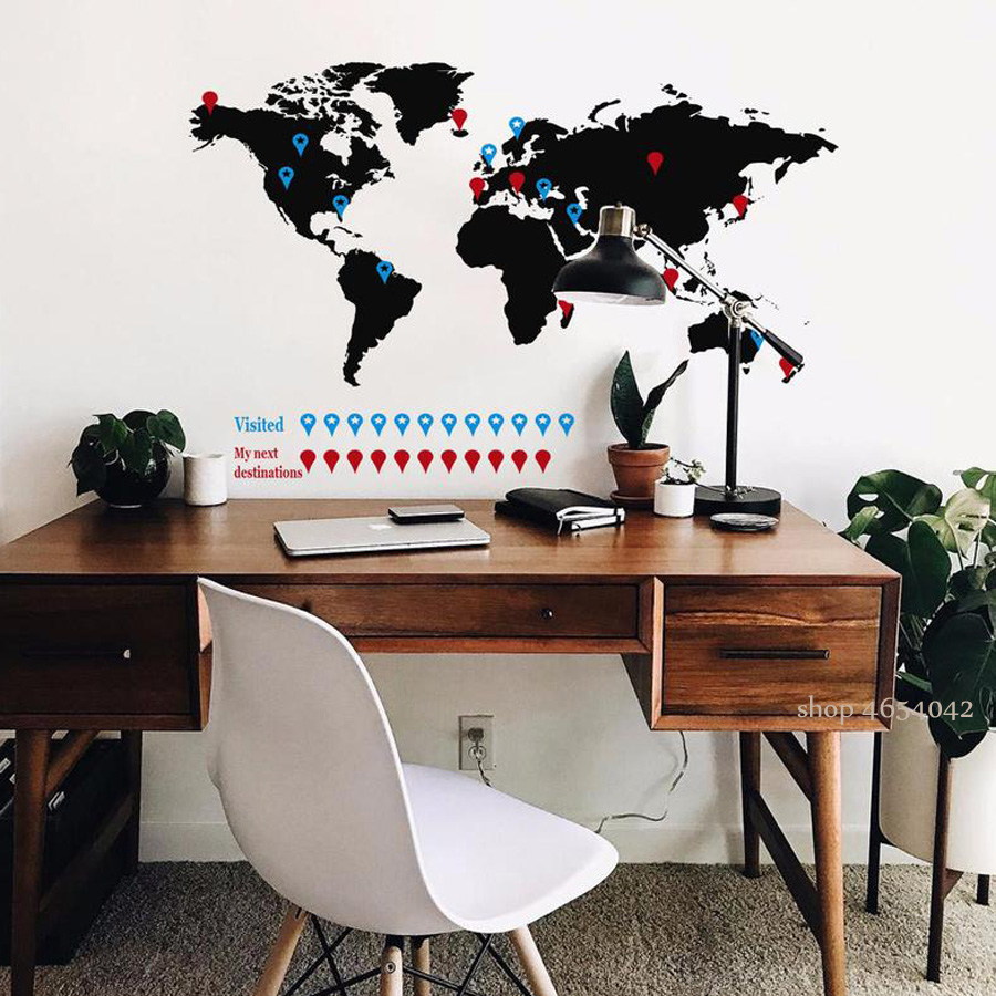 Grote Wereldkaart Muurtattoo R - Office Furniture World recensie en prijs